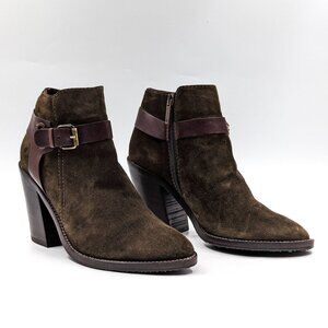 Aquatalia Women Liana Sage Suede Western Rodeo Buckle Boots size 9.5
